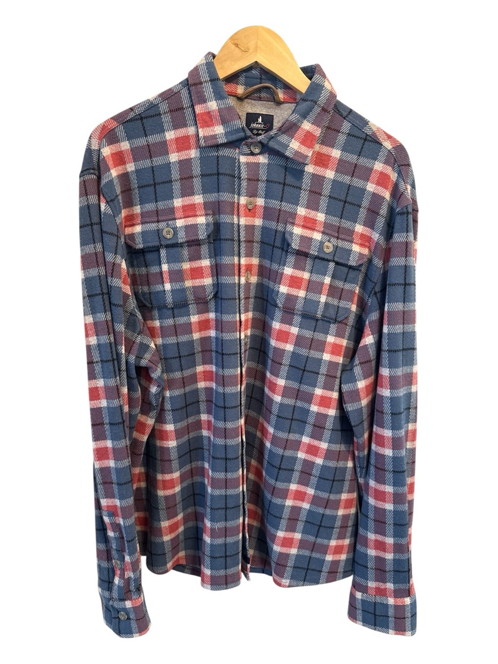 johnnie-O Blue & Pink Kaden Plaid Knit Flannel Lodge Shirt